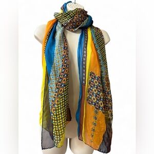 Colorful Patchwork Boho Scarf Geometric Retro Wrap